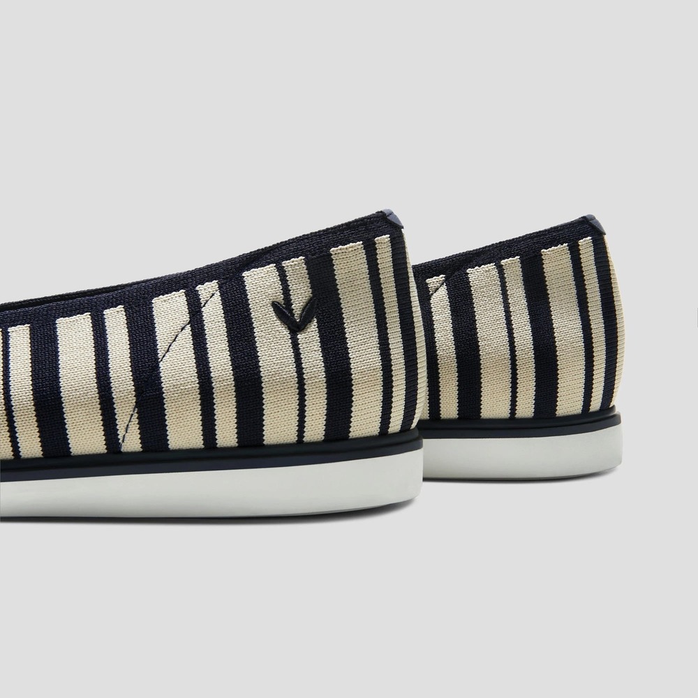 VIVAIA Navy Cream Striped Square Toe All-Day Standing Flats EU 39 US 8 - Picture 11 of 16